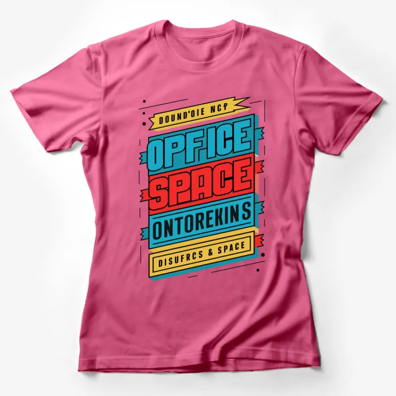 Retro Office Space Graphic Tee - Colorful Vintage Style Typography T-Shirt for Casual Wear Female T-Shirt