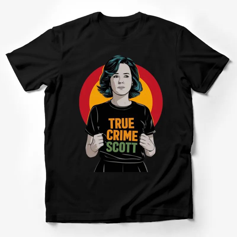 True Crime Scott Fan T-Shirt, Bold Graphic Tee with Teal Hair, Unique Pop Culture Apparel for Adults Male T-Shirt