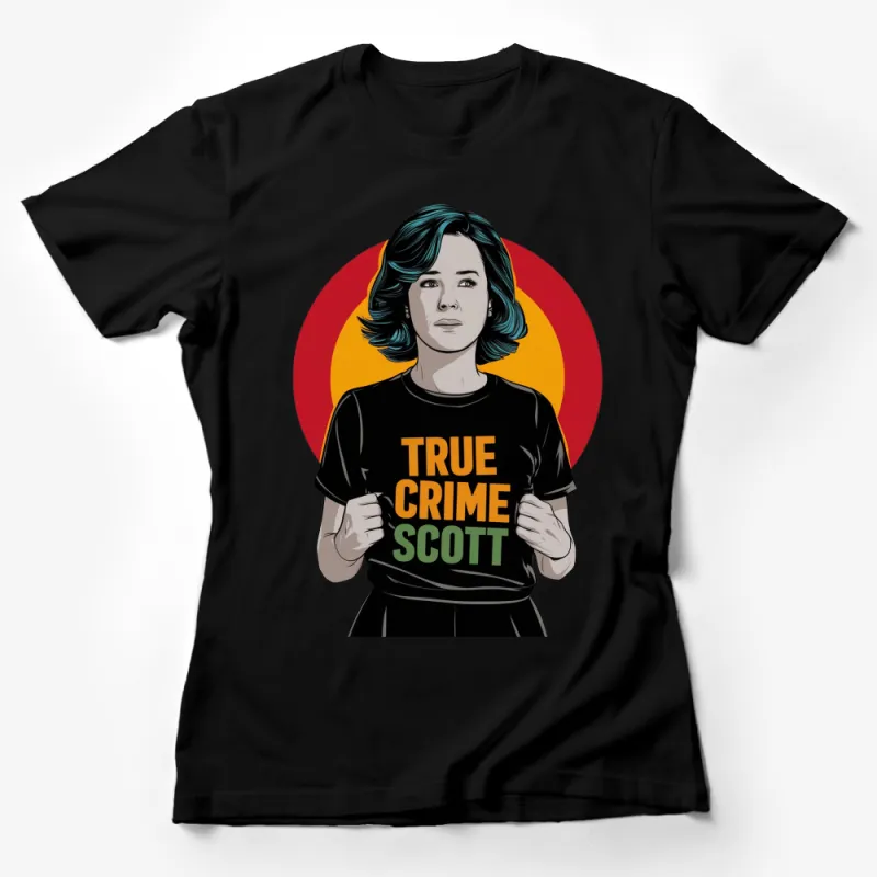 True Crime Scott Fan T-Shirt, Bold Graphic Tee with Teal Hair, Unique Pop Culture Apparel for Adults Female T-Shirt