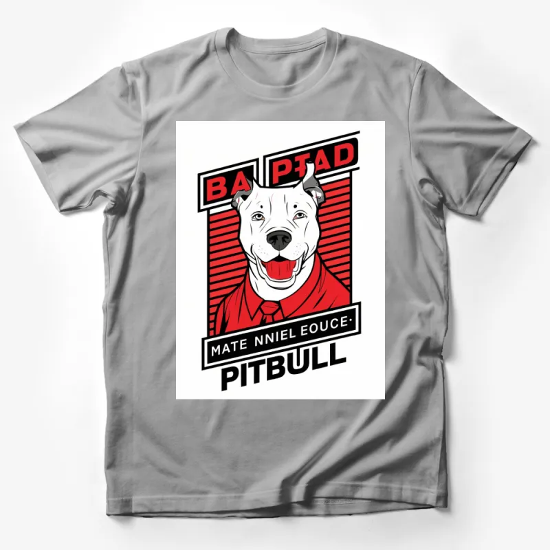 Pitbull Graphic T-Shirt, Bold Cartoon Dog Design, Casual Unisex Tee Male T-Shirt