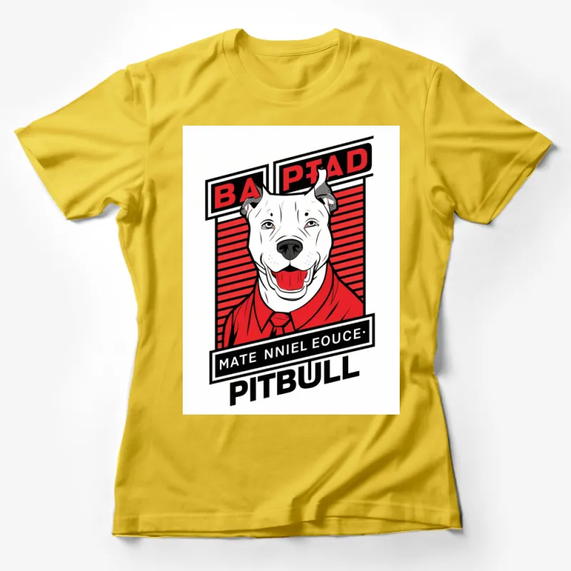 Pitbull Graphic T-Shirt, Bold Cartoon Dog Design, Casual Unisex Tee Female T-Shirt