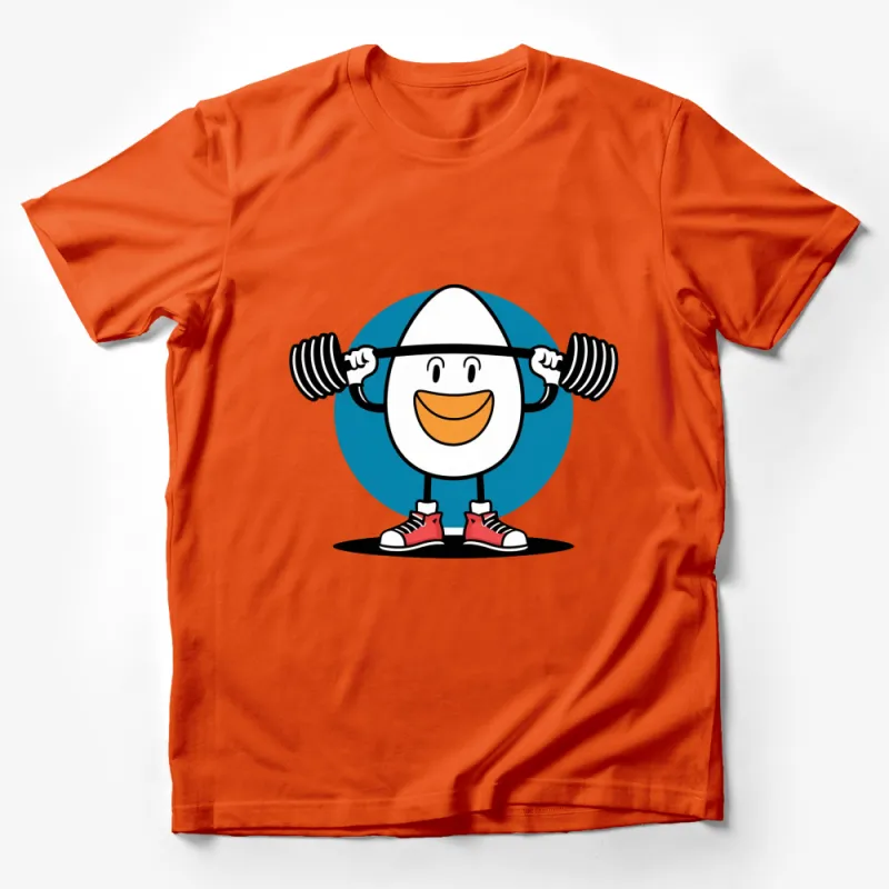 Funny Egg Lifting Weights Cartoon T-Shirt, Cute Fitness Gym Shirt, Unisex Graphic Tee Male T-Shirt