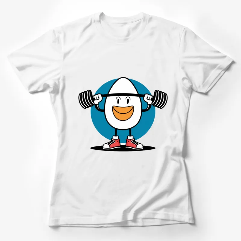 Funny Egg Lifting Weights Cartoon T-Shirt, Cute Fitness Gym Shirt, Unisex Graphic Tee Female T-Shirt