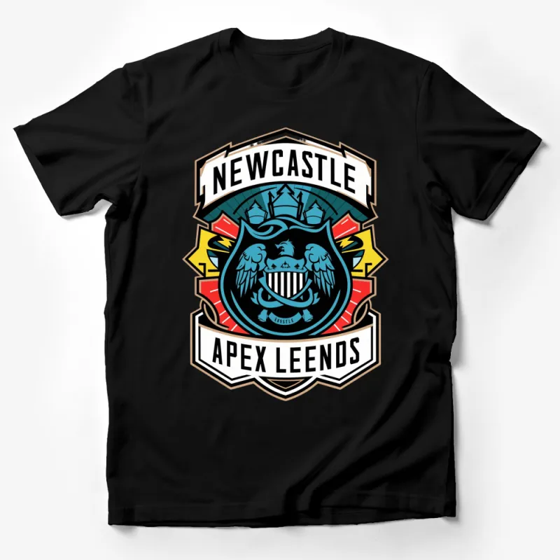 Newcastle Apex Legends Badge Graphic T-Shirt, Bold Eagle Crest Design, Gaming Apparel Male T-Shirt