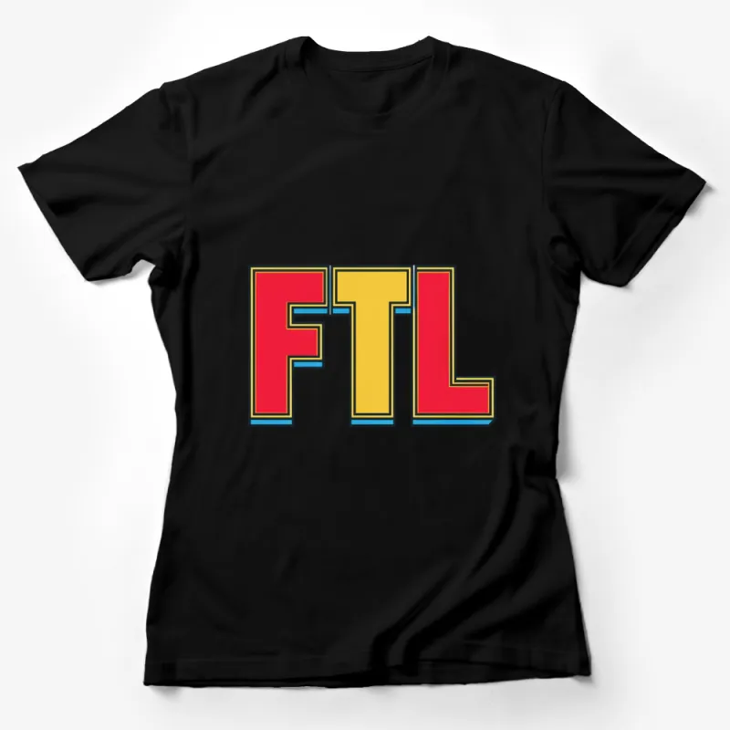 Bold FTL Letter Graphic Tee, Colorful Retro Style T-Shirt, Casual Unisex Top Female T-Shirt