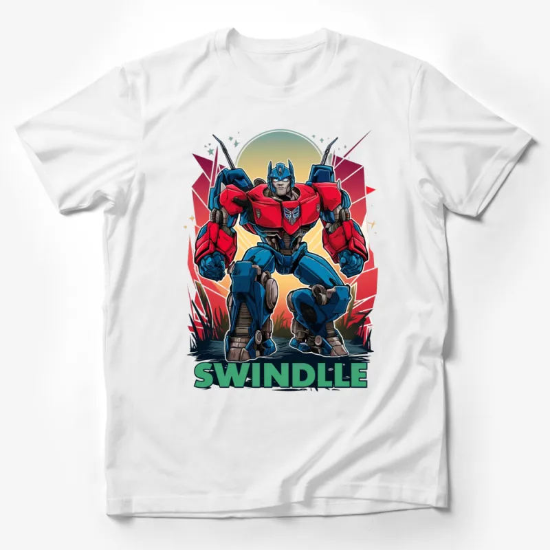 Retro Robot Swindle T-Shirt, Vintage Style Transformer Graphic Tee, Gift for Sci-Fi Fans Male T-Shirt