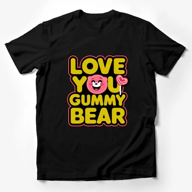 Cute Gummy Bear Love You T-Shirt, Unisex Graphic Tee, Fun Cartoon Style Shirt for All Ages Male T-Shirt