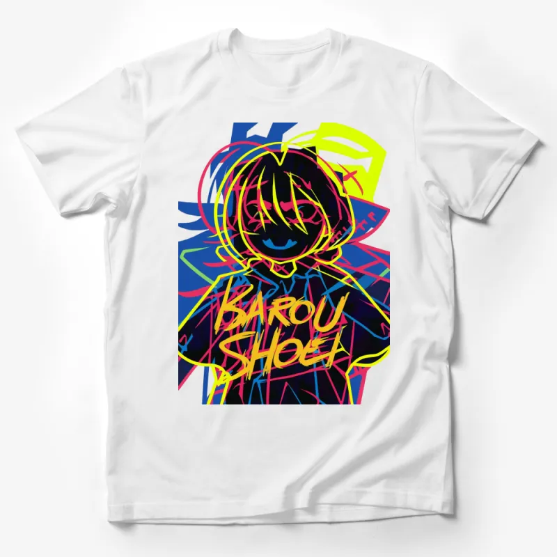 Colorful Anime Style Graphic T-Shirt, Vibrant Streetwear, Youthful Bold Design Tee Male T-Shirt