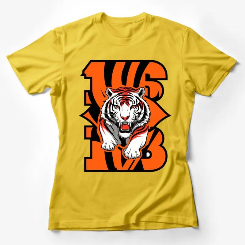 Bold Tiger Graphic T-Shirt, Orange and White Striped Tiger Design, Unisex Tee Female T-Shirt