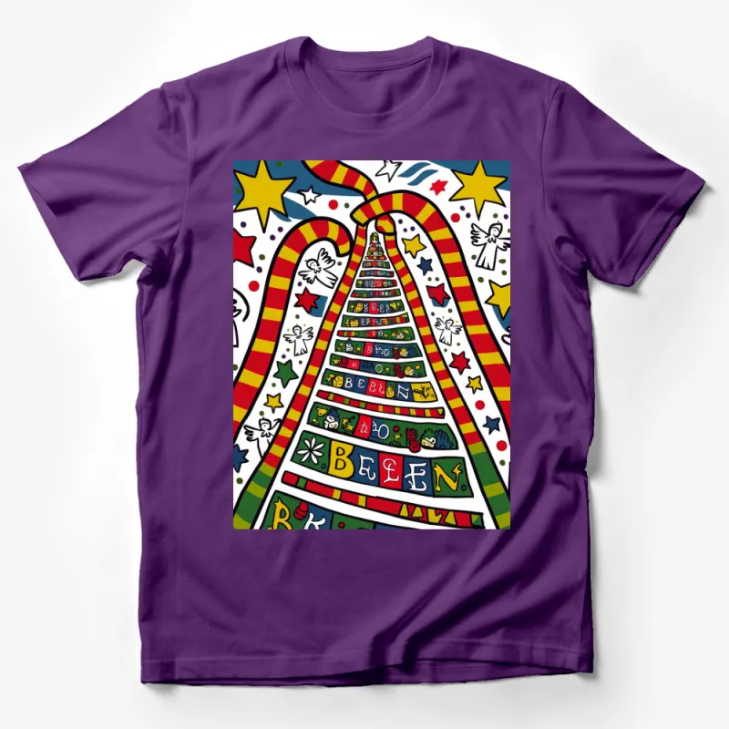 Colorful Abstract Art Christmas Tree T-Shirt, Festive Holiday Tee, Unique Graphic Design Shirt, Unisex Male T-Shirt