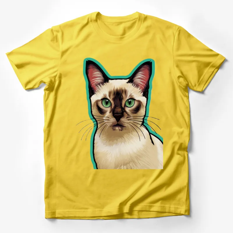 Siamese Cat T-Shirt, Cute Cat Face Graphic Tee, Animal Lover Gift, Unisex Adult Clothing Male T-Shirt