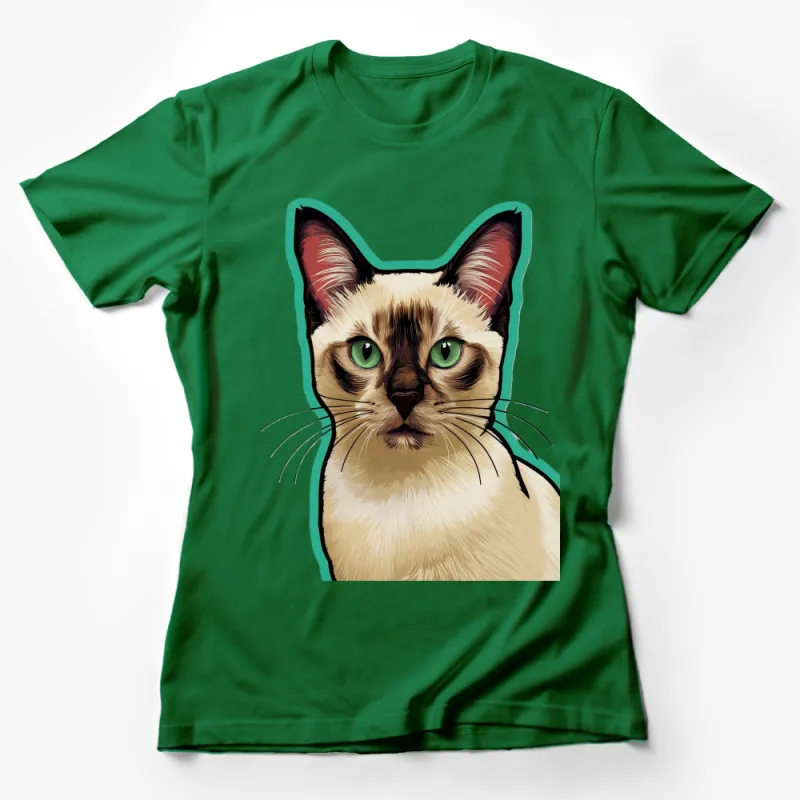 Siamese Cat T-Shirt, Cute Cat Face Graphic Tee, Animal Lover Gift, Unisex Adult Clothing Female T-Shirt