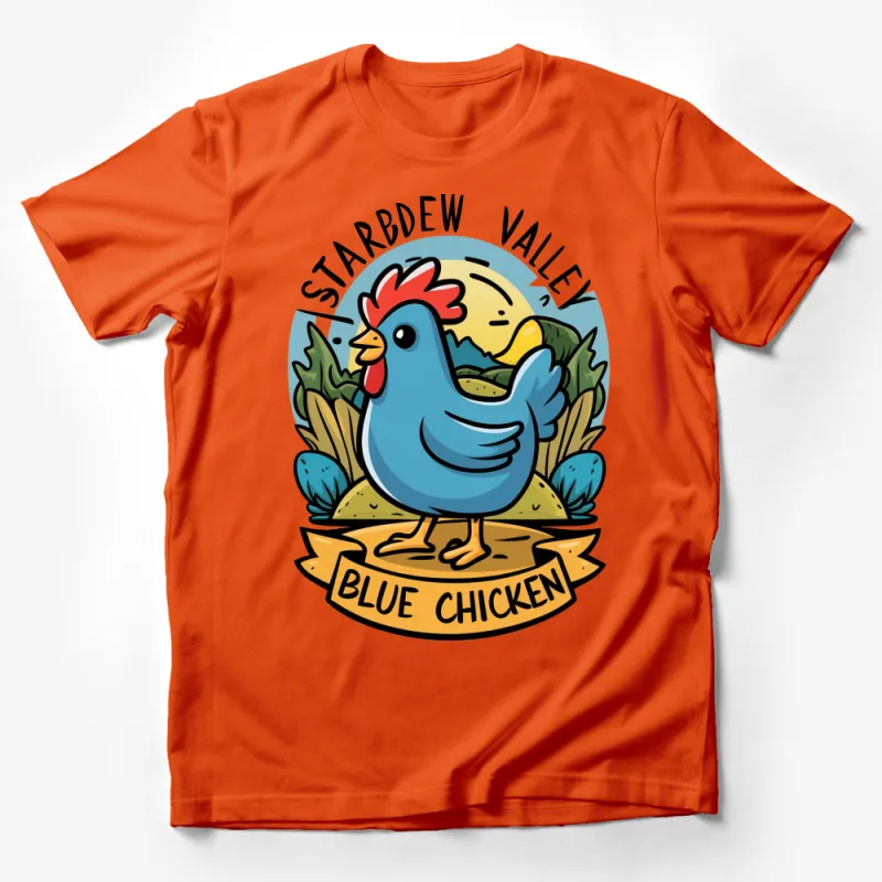 Stardew Valley Blue Chicken T-Shirt, Cute Farm Game Graphic Tee, Unisex Male T-Shirt