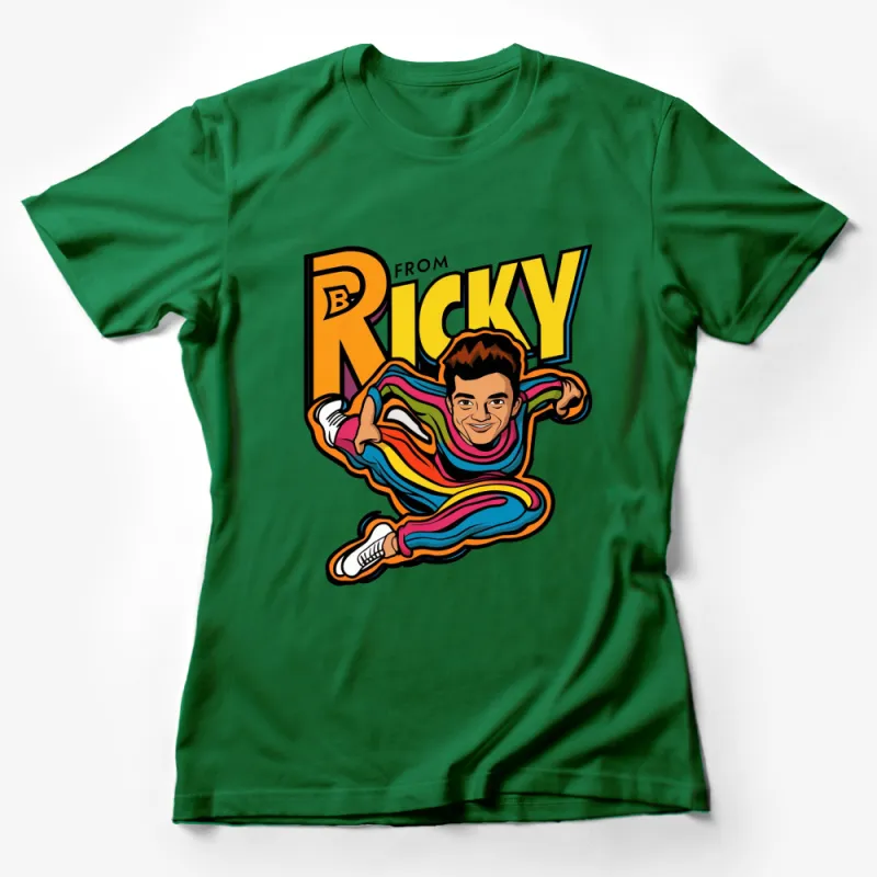 Vibrant Ricky Cartoon Graphic T-Shirt, Colorful Pop Art Style Tee, Unisex Female T-Shirt