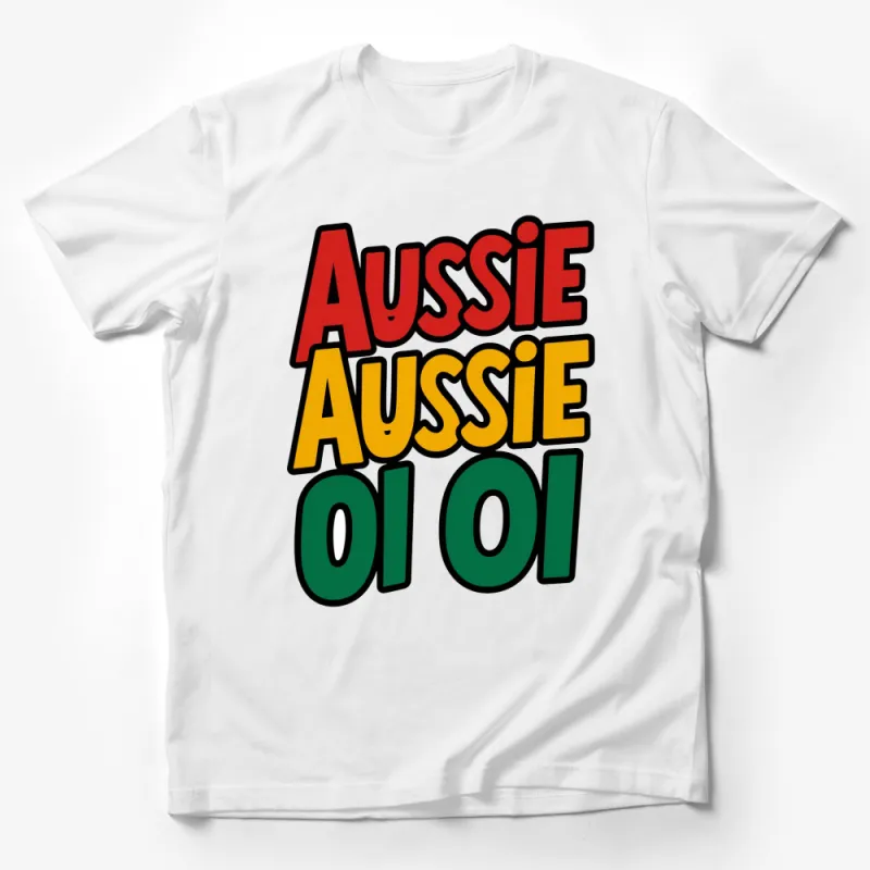 Colorful Aussie Aussie Oi Oi Slogan T-Shirt, Patriotic Australia Cheer Tee Male T-Shirt