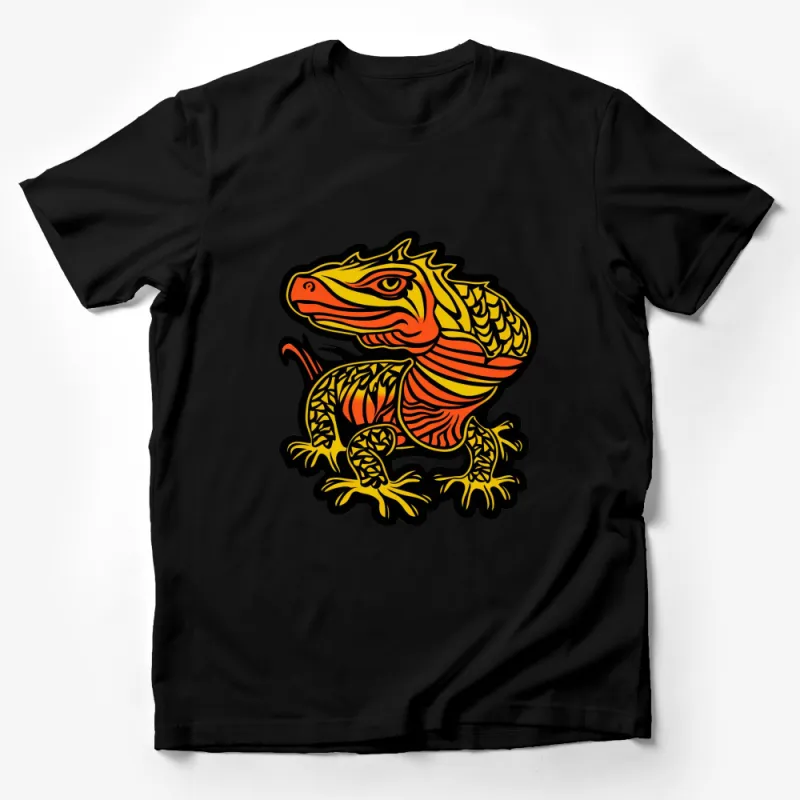 Vibrant Orange and Yellow Dragon Art T-Shirt, Unique Fantasy Creature Tee, Gift for Dragon Lovers, Unisex Graphic Shirt Male T-Shirt