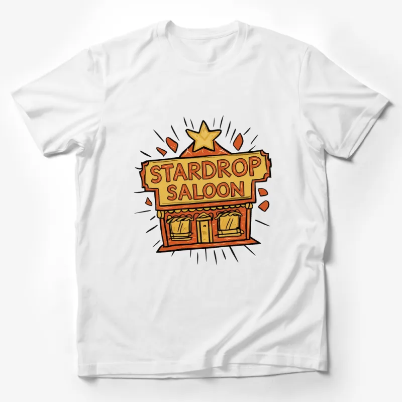 Stardrop Saloon Cartoon T-Shirt, Retro Vintage Style Bar Tee, Fun Casual Graphic Shirt, Gift for Gamers Male T-Shirt