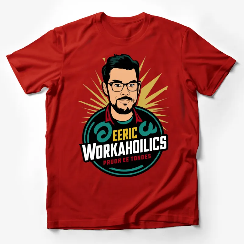 Vibrant Workaholics Eric Cartoon Graphic Tee, Colorful Pop Art Style Unisex T-Shirt Male T-Shirt