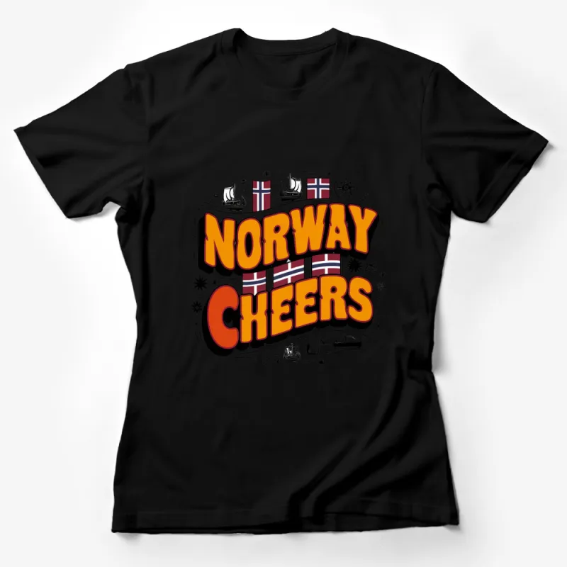 Norway Cheers Graphic T-Shirt, Patriotic Norwegian Flag Design, Casual Unisex Apparel Female T-Shirt