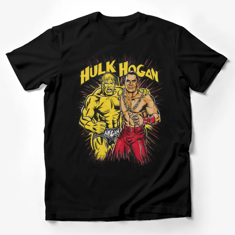 Vintage Wrestling Legends Graphic Tee, Hulk Inspired, Retro Wrestler T-Shirt, Bold Colorful Design Male T-Shirt