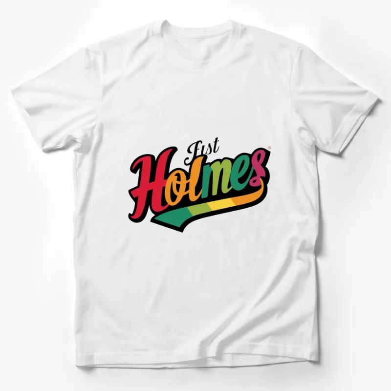 Vintage Style Just Holmes T-Shirt, Retro Colorful Text Design, Unisex Graphic Tee Male T-Shirt