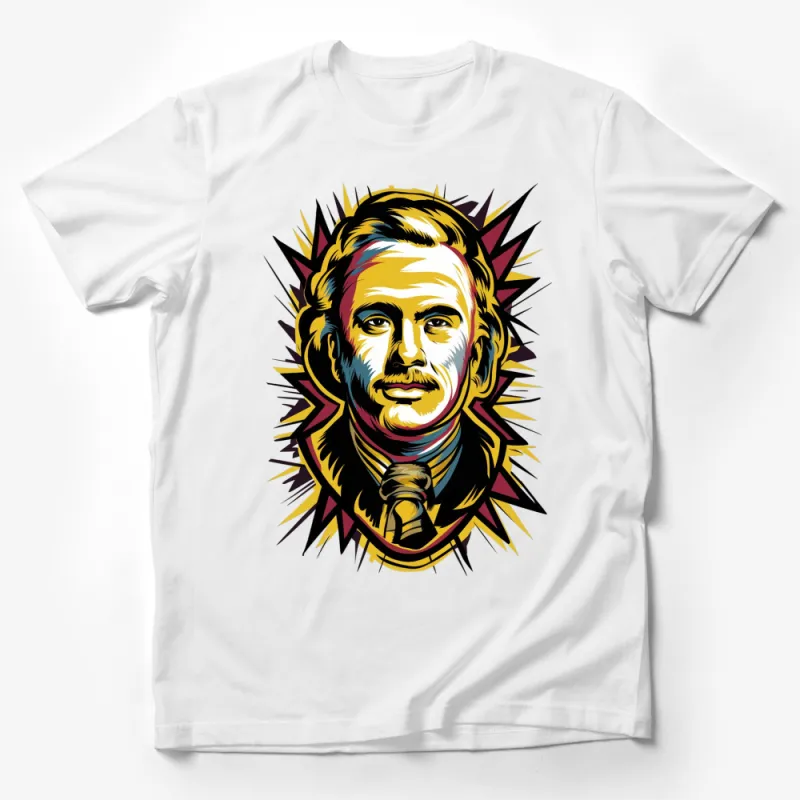 Colorful Abstract Tesla Portrait Men's T-Shirt, Unique Graphic Tee, Science Inspired Fashion, Gift for Tech Lovers Male T-Shirt