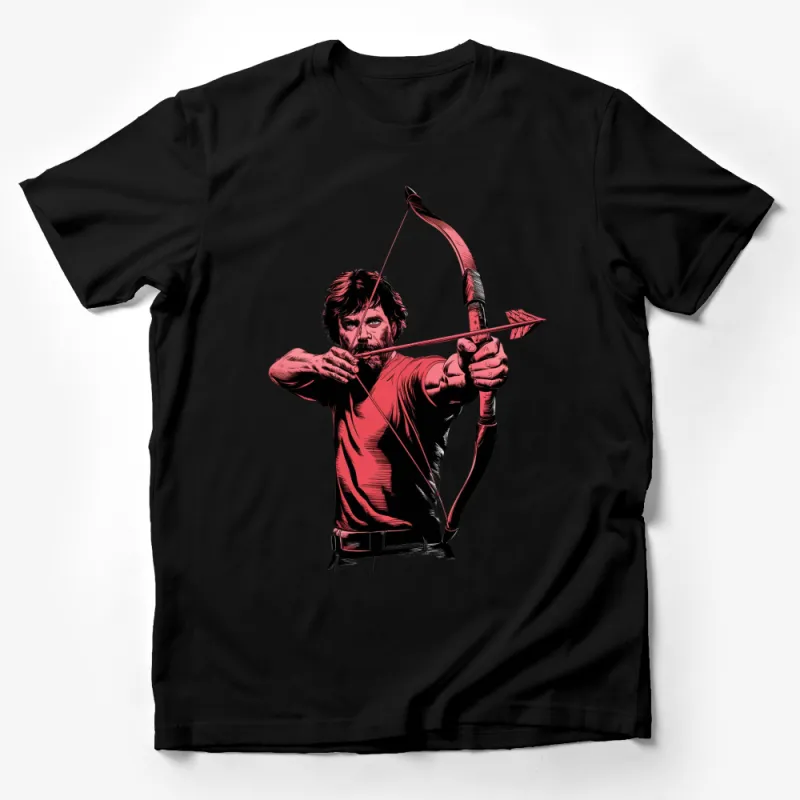 Red Archer Comic Style T-Shirt, Men's Graphic Tee, Superhero Archer Shirt, Cool Gift Idea Male T-Shirt