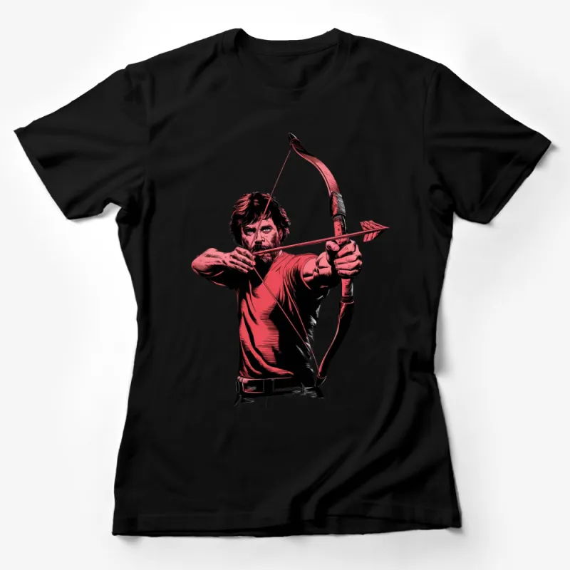 Red Archer Comic Style T-Shirt, Men's Graphic Tee, Superhero Archer Shirt, Cool Gift Idea Female T-Shirt