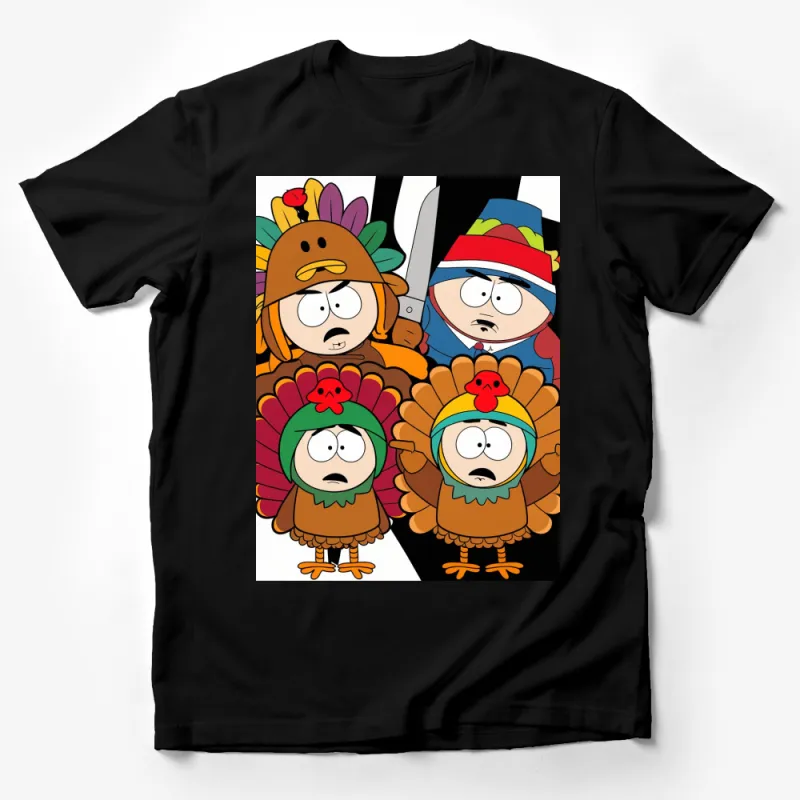 Funny Thanksgiving T-Shirt, Turkey Costume Design, Colorful Cartoon Graphic Tee, Unisex Male T-Shirt