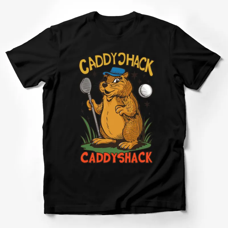 CaddyHack Golfing Beaver T-Shirt, Funny Animal Golfer Gift, Cartoon Beaver Golf Tee, Sports Fan Shirt Male T-Shirt