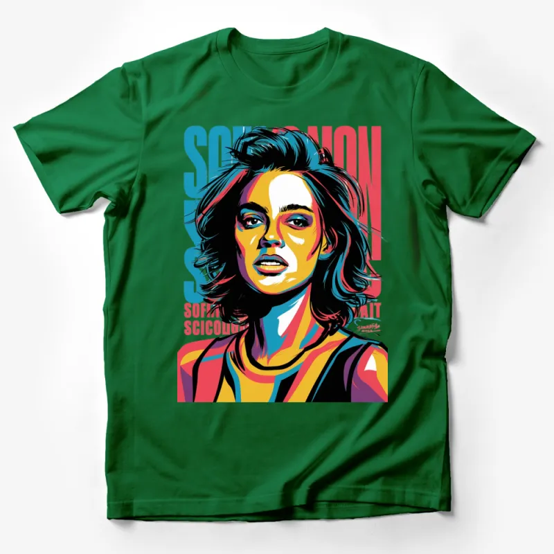 Colorful Pop Art Style Woman Graphic Tee, Vibrant Portrait T-Shirt, Stylish Modern Art Fashion Top Male T-Shirt