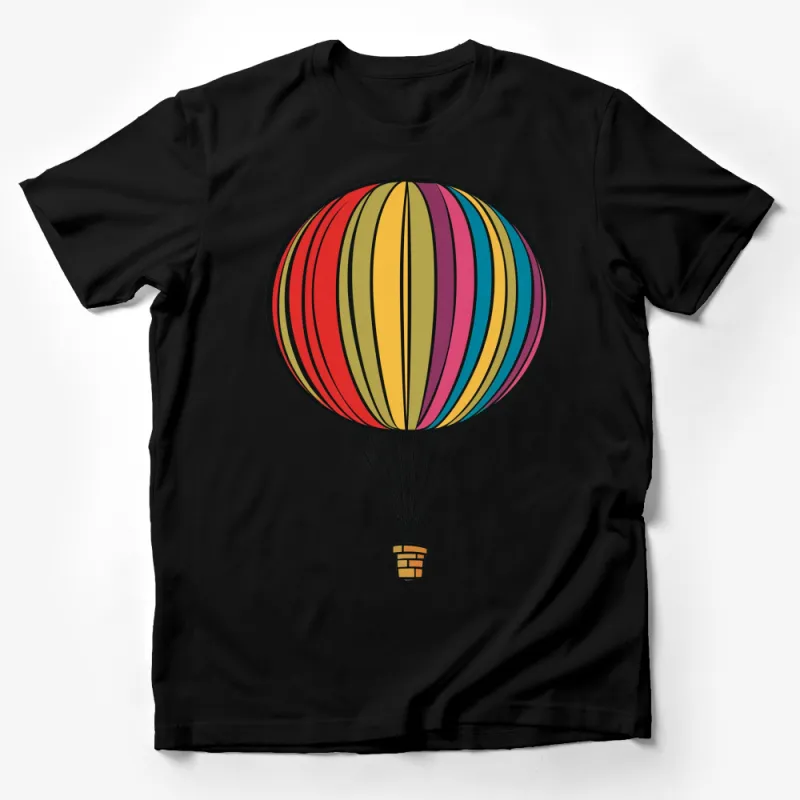 Colorful Hot Air Balloon Graphic T-Shirt, Vintage Inspired Style, Casual Unisex Apparel for All Ages Male T-Shirt