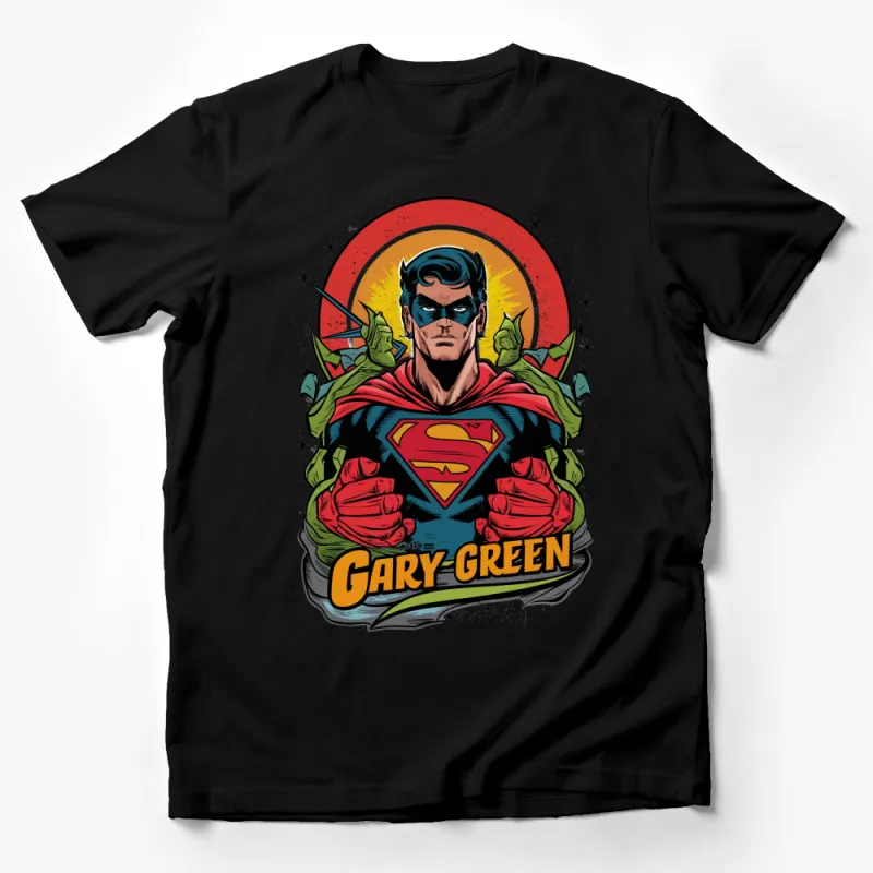 Gary Green Superman Inspired T-Shirt, Colorful Comic Art Tee, Unique Superhero Graphic Shirt, Casual Wear Male T-Shirt