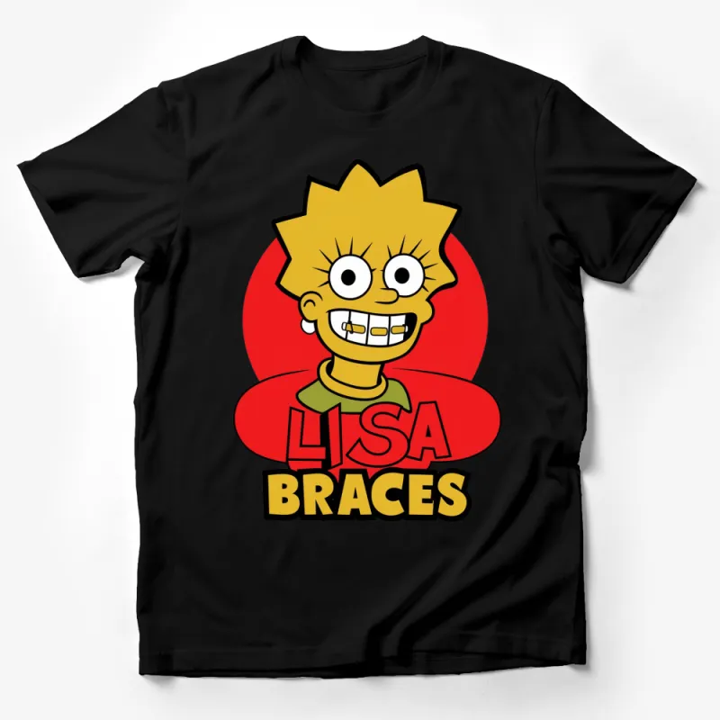 Lisa Simpson Cartoon Character T-Shirt, Youthful and Vibrant, Braces Humor, Perfect Gift for Fans Male T-Shirt