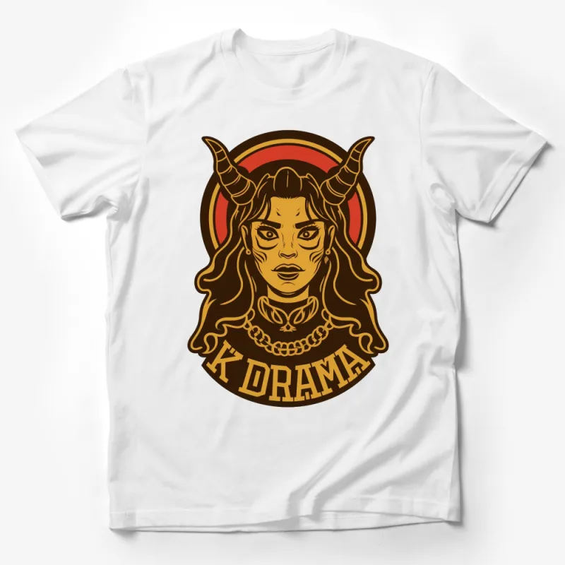 K-Drama Inspired Horned Character Graphic T-Shirt, Vintage Style Illustration, Unique Gift Male T-Shirt