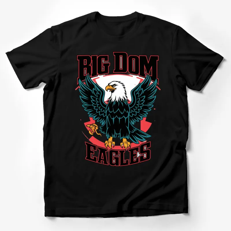 Big Dom Eagles Bold Graphic T-Shirt, Patriotic Eagle with Banner, American Inspired Tee, Unique Illustration, Men's Fashion Male T-Shirt