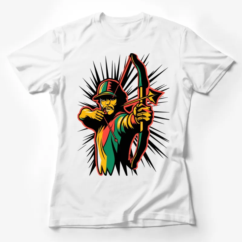 Colorful Archer Graphic T-Shirt, Bold Comic Style Archer Design, Trendy Unisex Tee Female T-Shirt