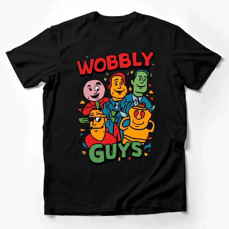 Wobbly Guys Colorful Cartoon Characters T-Shirt, Fun Graphic Tee for All Ages, Unique Casual Wear Male T-Shirt