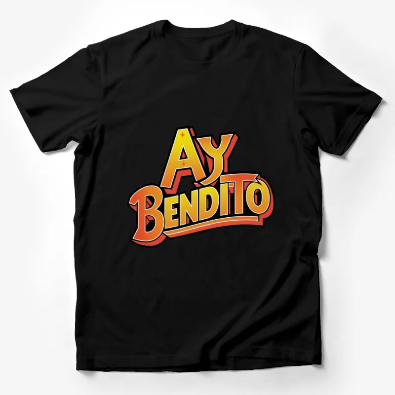 Ay Bendito Text Latin Pop Art Style T-Shirt, Bright Colorful Casual Top, Unique Graphic Tee, Gift for Him or Her Male T-Shirt