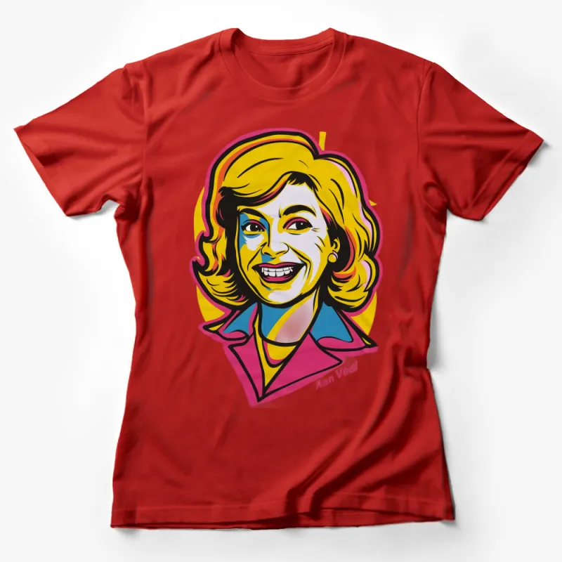 Colorful Retro Pop Art Style Woman Graphic Tee, Bold Vintage Inspired T-Shirt Design Female T-Shirt