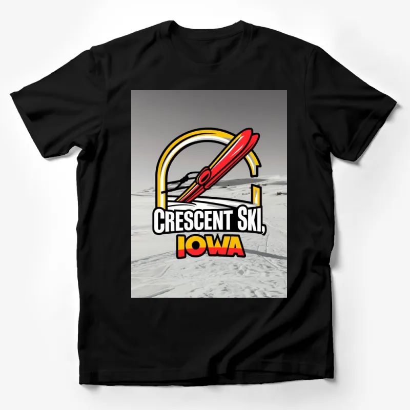 Crescent Ski Iowa Logo T-Shirt, Vintage Ski Resort Graphic Tee, Unisex Winter Wear Male T-Shirt