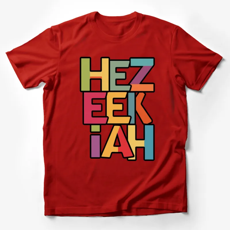 Colorful Geek T-Shirt, Retro Style Font, Unique Graphic Tee, Hezekiah Design Top Male T-Shirt