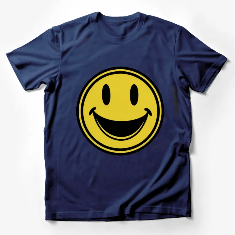 Classic Yellow Smiley Face T-Shirt, Unisex Happy Face Graphic Tee for All Ages Male T-Shirt