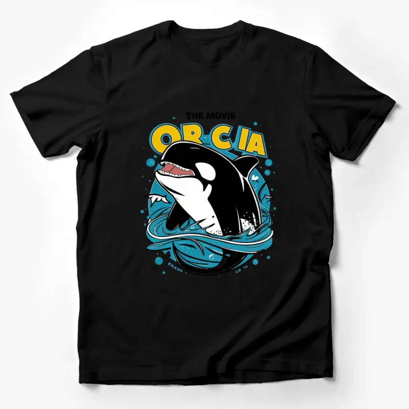 Orcia The Movie T-Shirt, Killer Whale Graphic Tee, Ocean Theme Apparel Male T-Shirt