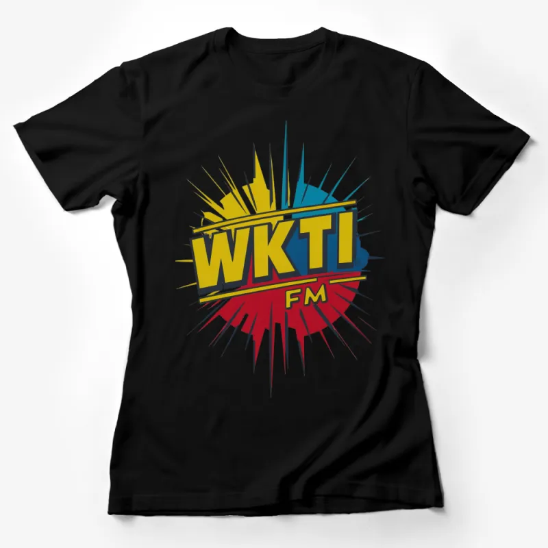 Retro WKTI FM Radio Logo T-Shirt, Vintage Style Broadcasting Fan Tee, Colorful Graphic Shirt Female T-Shirt