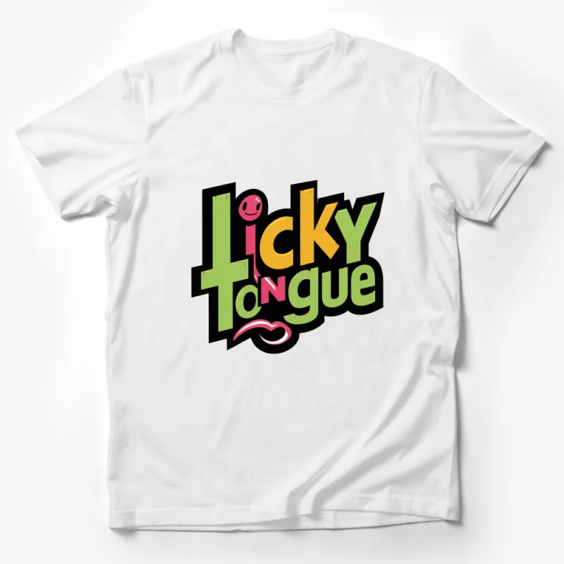 Icky Tongue Bold Lettering Graphic T-shirt, Fun Retro Style Shirt, Unisex Casual Wear Male T-Shirt