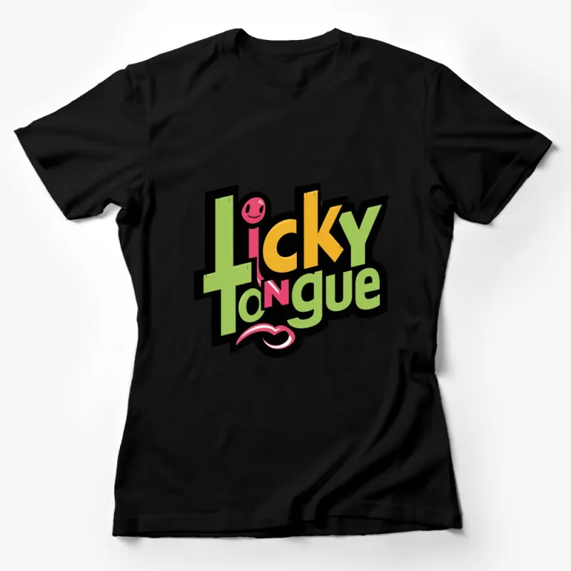 Icky Tongue Bold Lettering Graphic T-shirt, Fun Retro Style Shirt, Unisex Casual Wear Female T-Shirt