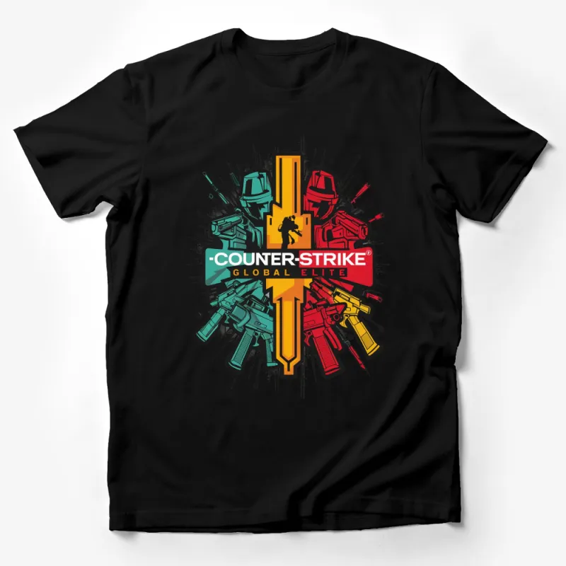 Counter-Strike Global Elite Graphic T-Shirt, Colorful Gaming Tee, Unique Gamer Gift T-Shirt Male T-Shirt