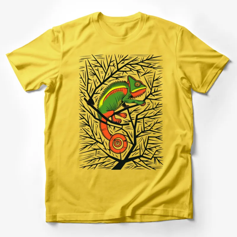 Colorful Chameleon Graphic T-Shirt, Vibrant Nature Inspired Design, Unisex Tee for All Ages Male T-Shirt