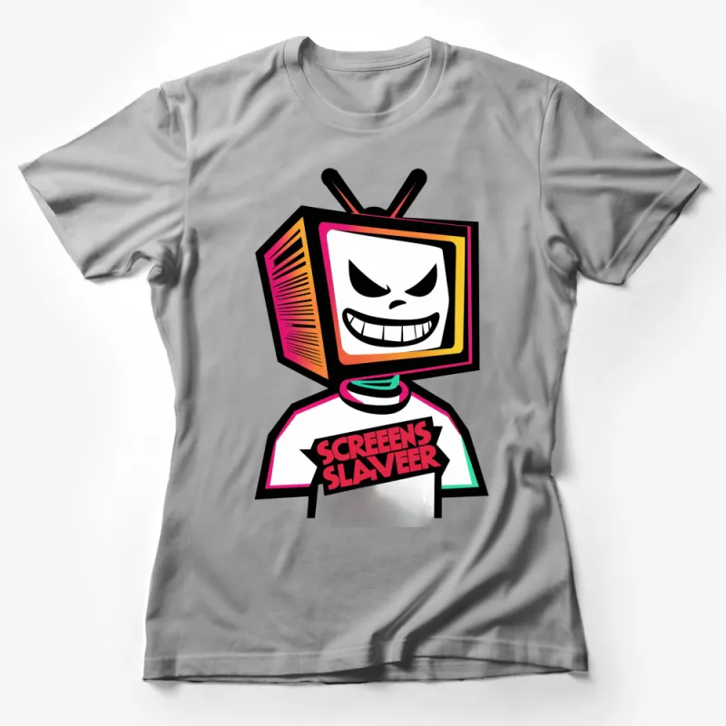 Retro Cartoon TV Head Screen Slavver Graphic T-Shirt, Unisex Streetwear Tee, Bold Colorful Design Female T-Shirt